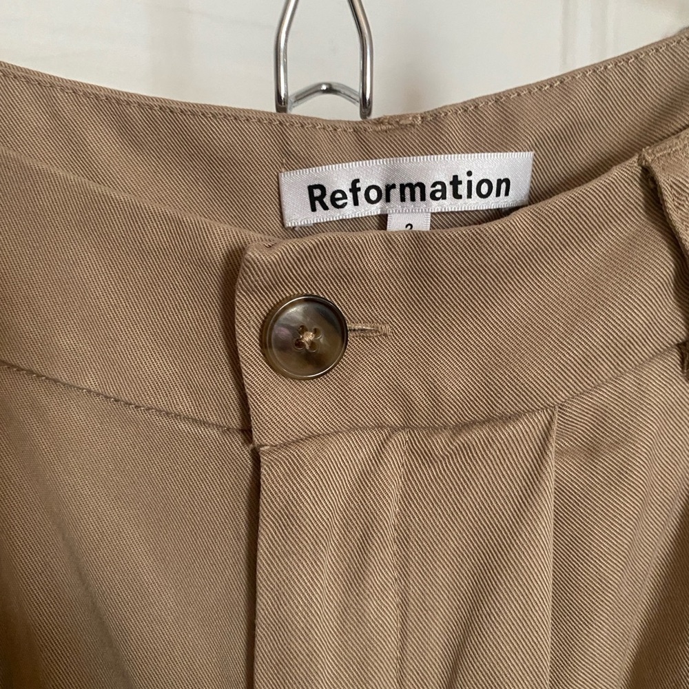 Reformation Tan High Rise Wide Leg Mason Pant - Picture 7 of 8